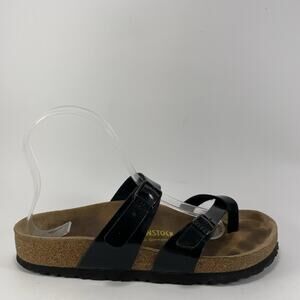 Birkenstock Mayari Sandals Womens Size 37 US 6-6.5 Black Patent Leather Toe Loop